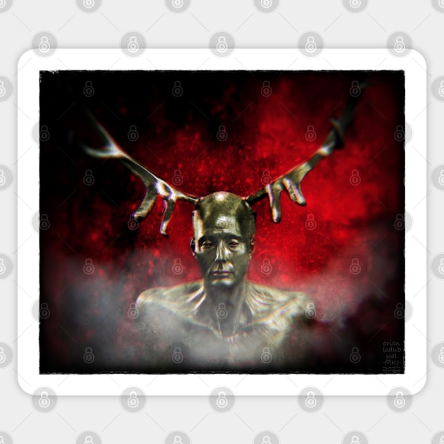 Hannibal Wendigo Emerging from Hell Chromatic Aberration Sticker by OrionLodubyal